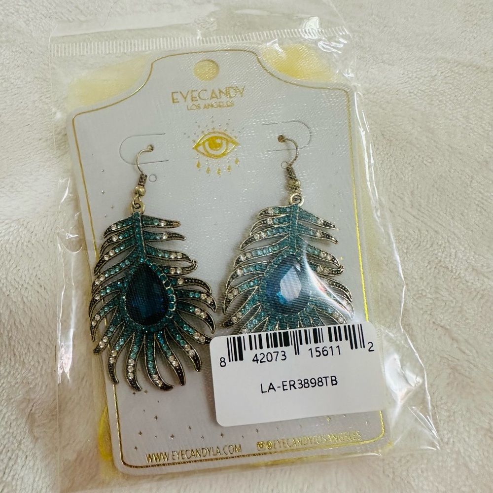 Silver and Blue Leaf Earrings